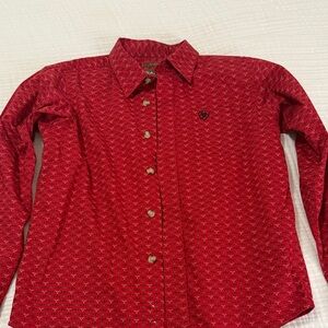 Boys Ariat Red Button-down shirt size S (8)